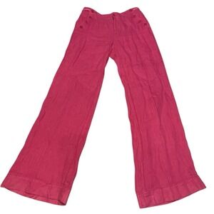 New Sundance Catalog Oaklee Pink Linen Trouser Pants Womens Wide Leg 6 Petite